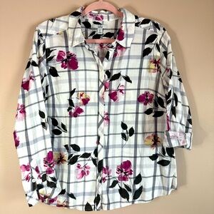 CROFT AND BARROW Womens Shirt Multicolor Floral SZ/PL 100% Cotton